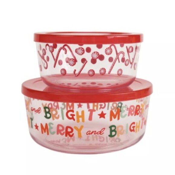 NWT SEALED Christmas Season Holiday Containers, set of 2 Stacking Containers - Picture 3 of 6
